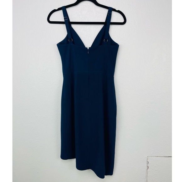 Dress the Population Navy Blue faux wrap Asymmetrical pleated dress - Picture 3 of 8